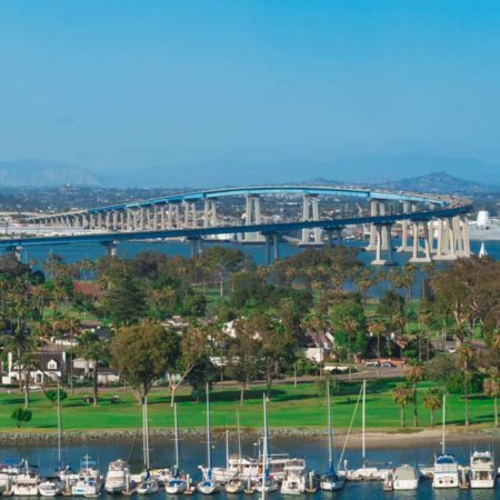 Paronamic view of the Coronado Bridge in San Diego, CA