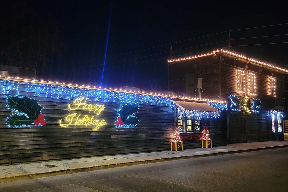 Holiday lights at St. Augustine's Old Drug Store