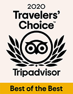 Logo that reads '2020 Travelers' Choice Tripadvisor Best of the Best'