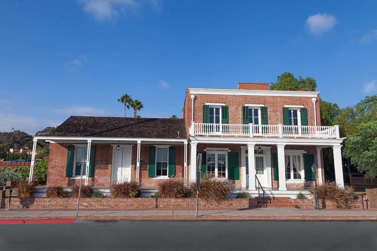 exterior of whaley house haunted house in san diego