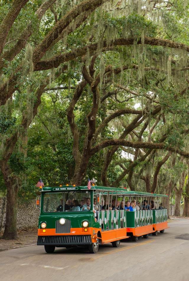 Trolley during day tour in St. Augustine, FL