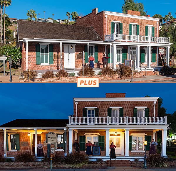 Whaley House during daytime and evening time