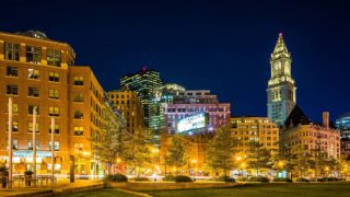 Boston Rose Kennedy Greenway at night