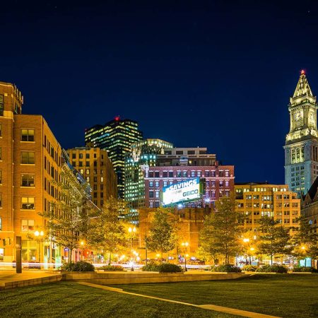 Boston Rose Kennedy Greenway at night