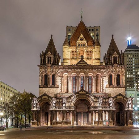 Boston Trinity Church at night