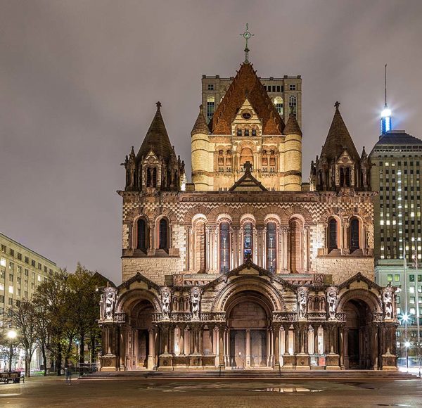Boston Trinity Church at night