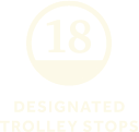 18 designated trolley stops
