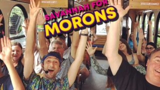 guests aboard Savannah for Morons trolley tour