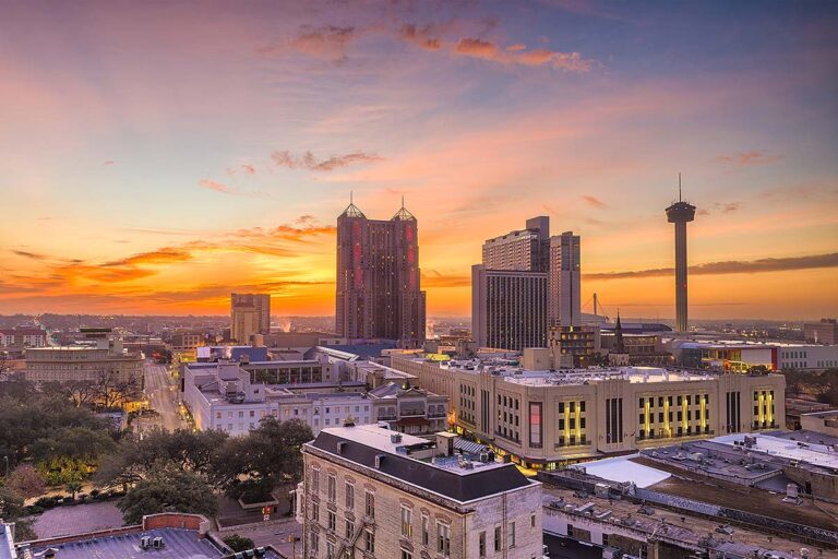 San Antonio skyline at sunset