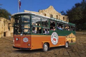 San Antonio trolley at the Alamo