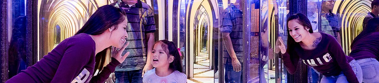 guests inside mirror maze
