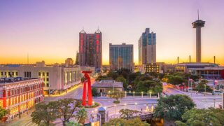 San Antonio skyline at sunset
