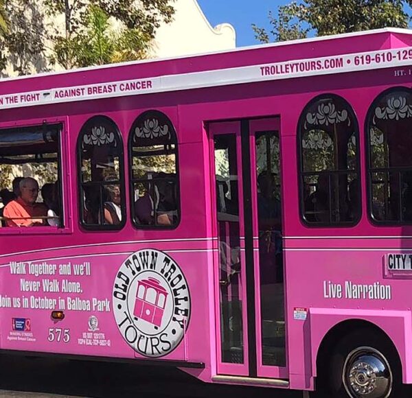 San Diego breast cancer awareness pink trolley