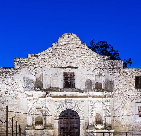 The Alamo at night