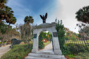 serene view of Colonial Park Cemetery, featuring historic gravestones