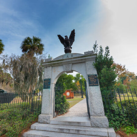 serene view of Colonial Park Cemetery, featuring historic gravestones