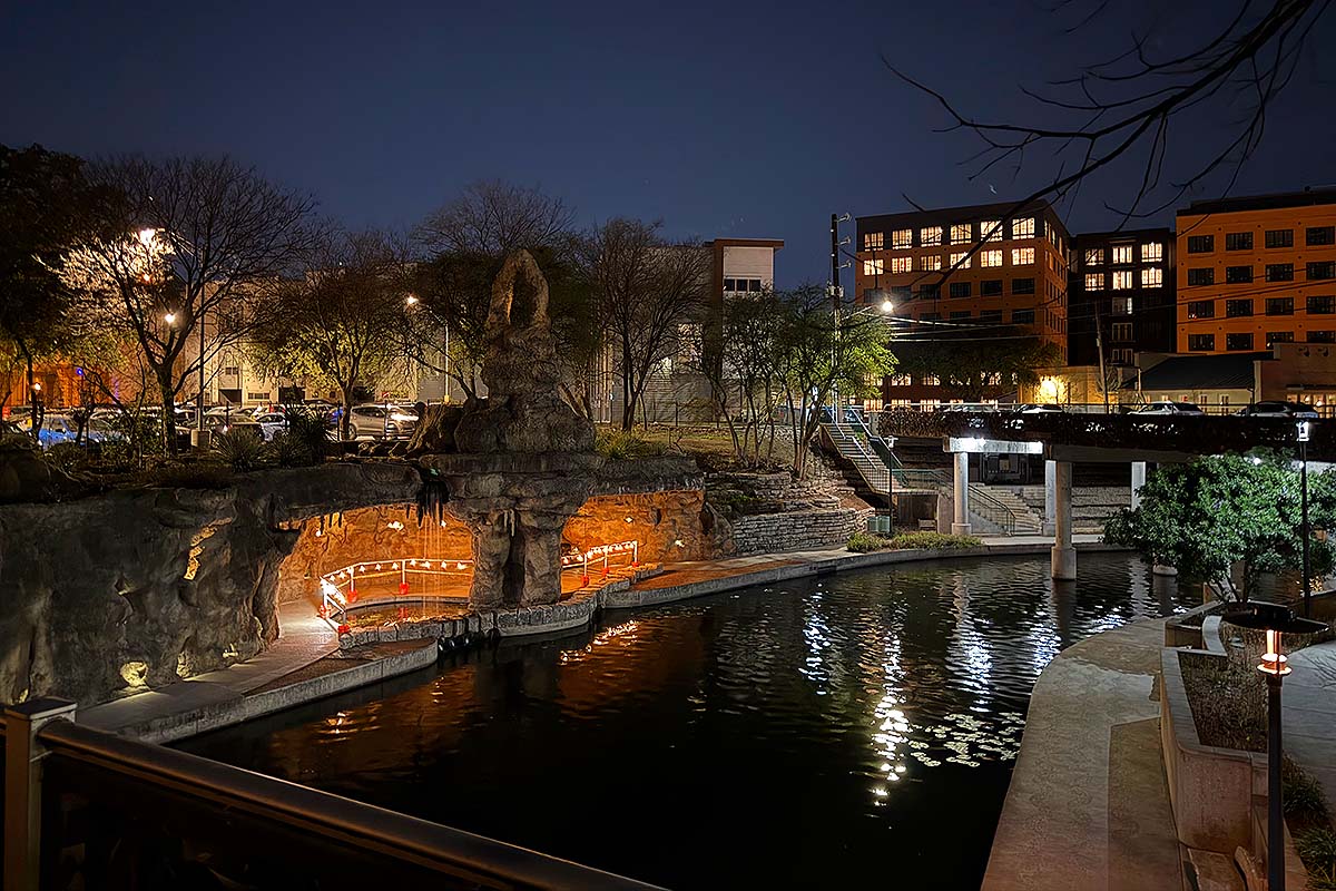 San Antonio River Walk at night