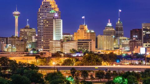 San Antonio city skyline at night