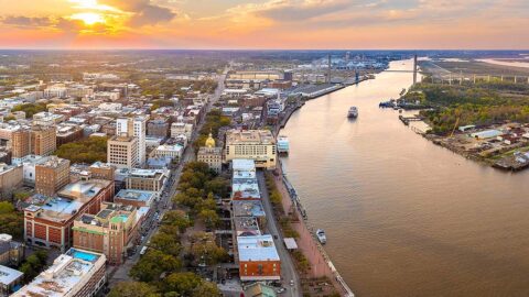 aerial view of Savannah River Street