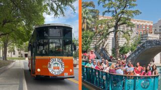Old Town Trolley Tours and Go Rio San Antonio River Cruise Package - Old Town Trolley in San Antonio and Go Rio boats on River Walk