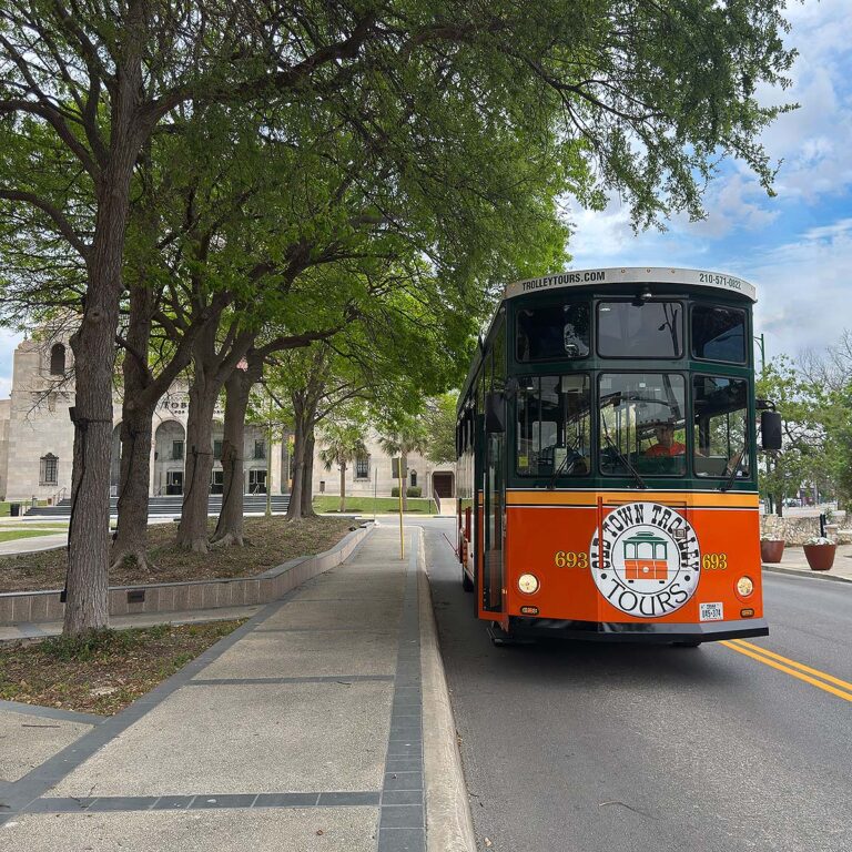 San Antonio trolley and Tobin Center