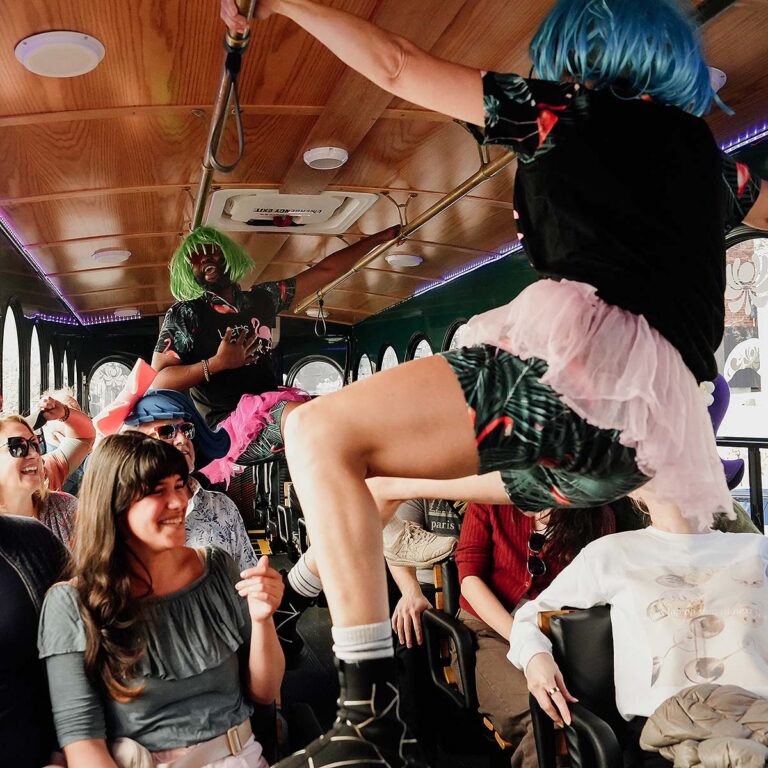 Nashville For Morons hosts entertaining guests inside trolley