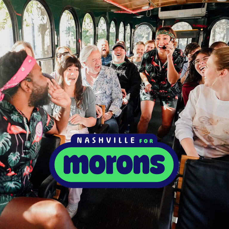 Nashville For Morons guests and hosts inside trolley