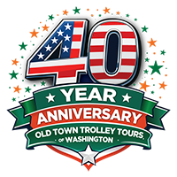 Old Town Trolley Tours of Washington DC 40 year anniversary logo
