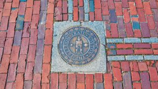 Boston Freedom Trail walkway and marker